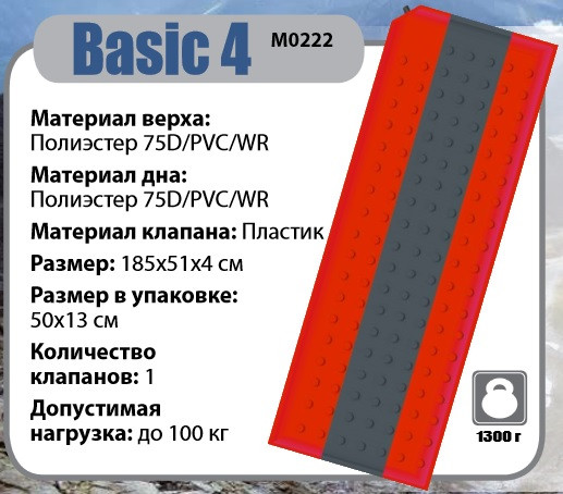 Самонадувающийся коврик BTrace Basic 4 (183х51х3,8 см) - фото 4 - id-p183356019