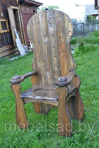 Кресло-трон садовое и банное из натурального дерева "Тихомир" - фото 1 - id-p183355110