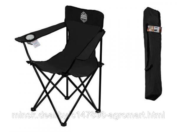 Кресло складное кемпинговое с держателем для бутылок + чехол, черное, серия Coyote, ARIZONE - фото 1 - id-p183359077