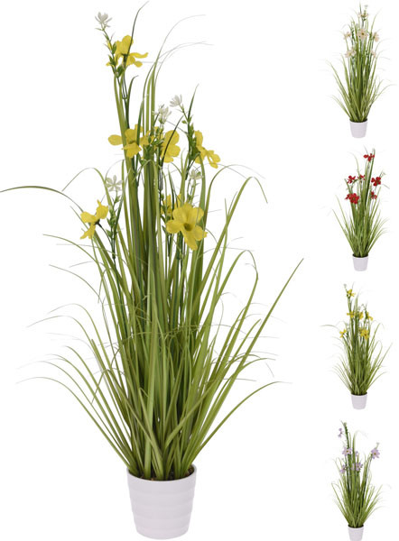 Растение искусственное с цветами в белом горшке, 85 см, в ассортименте, арт. 320000540