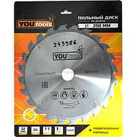 Пила дисковая Yourtools 250/32 мм Z24 дерево, косой зуб уз.+25'