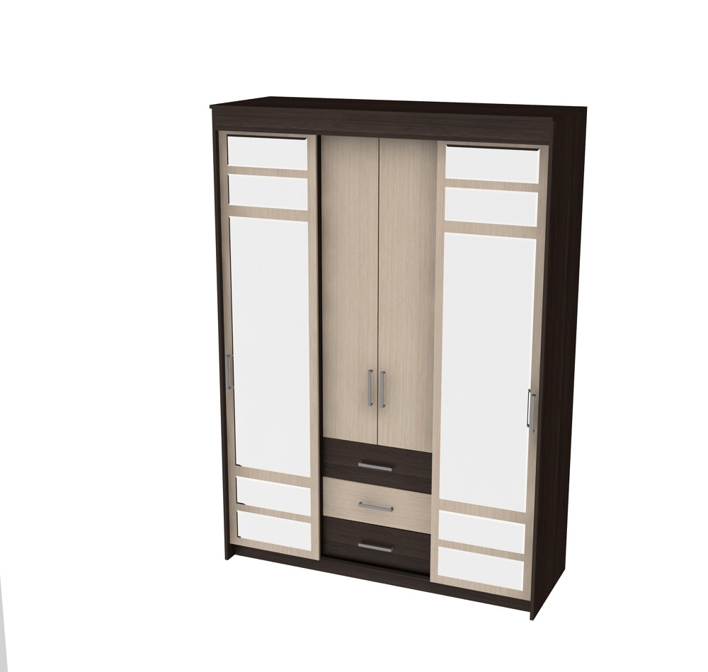 Шкаф-купе Юнона - Венге / Дуб (Горизонт)