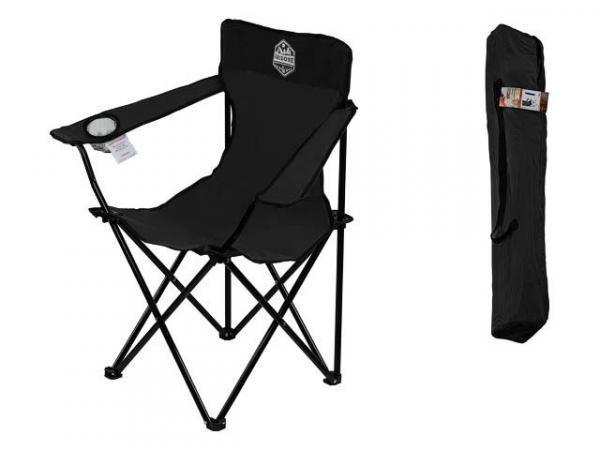 Кресло складное кемпинговое с держателем для бутылок + чехол, черное, серия Coyote, ARIZONE - фото 1 - id-p183382830