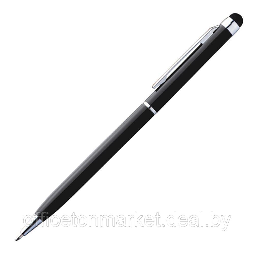 Ручка шариковая автоматическая "New Orleans" со стилусом, 0,7 мм, черный, серебристый, стерж. синий
