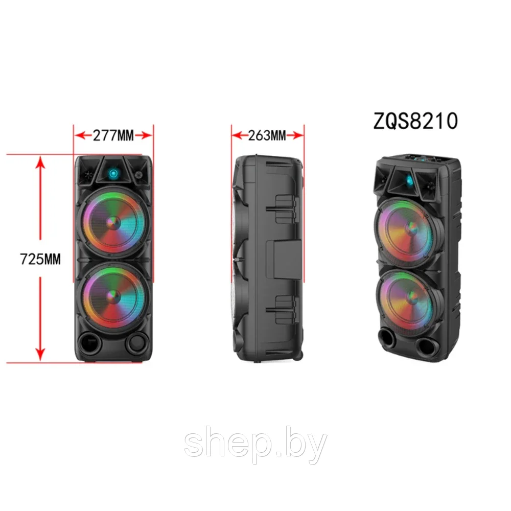 Акустическая система BT Speaker ZQS-8210 + пульт ДУ + беспроводной микрофон - фото 3 - id-p183393845