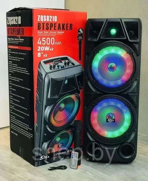 Акустическая система BT Speaker ZQS-8210 + пульт ДУ + беспроводной микрофон - фото 5 - id-p183393845