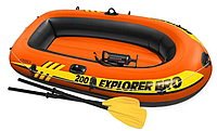 Надувная лодка Intex Explorer Pro 200 с вёслами и насосом 58357NP (196x102x33 см) 6+