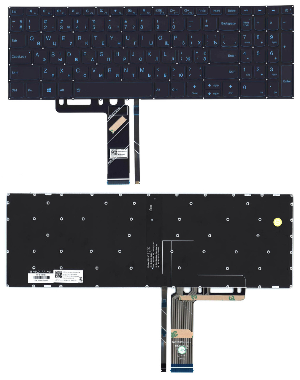 Клавиатура LENOVO IdeaPad L340-17 черная, голубая подсветка