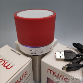 Портативная Bluetooth колонка со светодиодной подсветкой Mini speaker (TF-card, FM-radio) Красная - фото 1 - id-p182129900