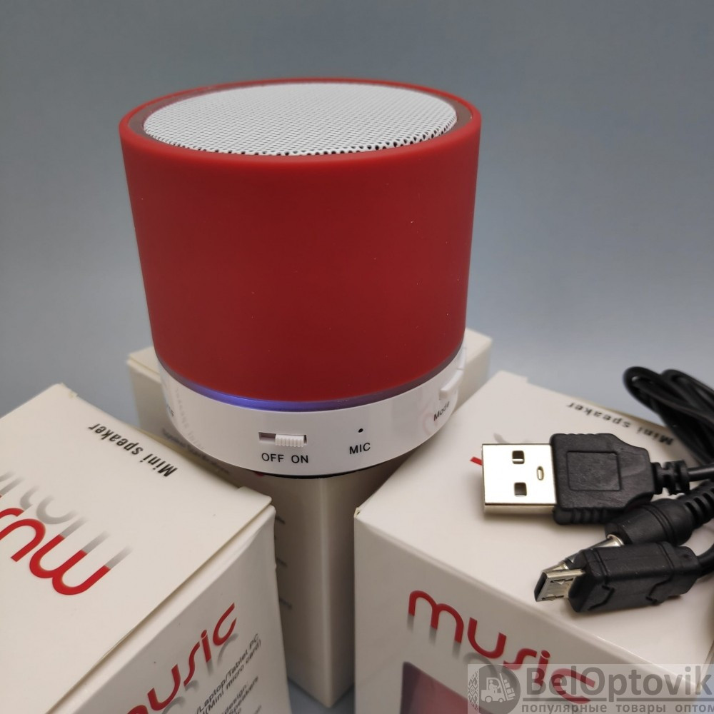 Портативная Bluetooth колонка со светодиодной подсветкой Mini speaker (TF-card, FM-radio) Красная - фото 7 - id-p182129900