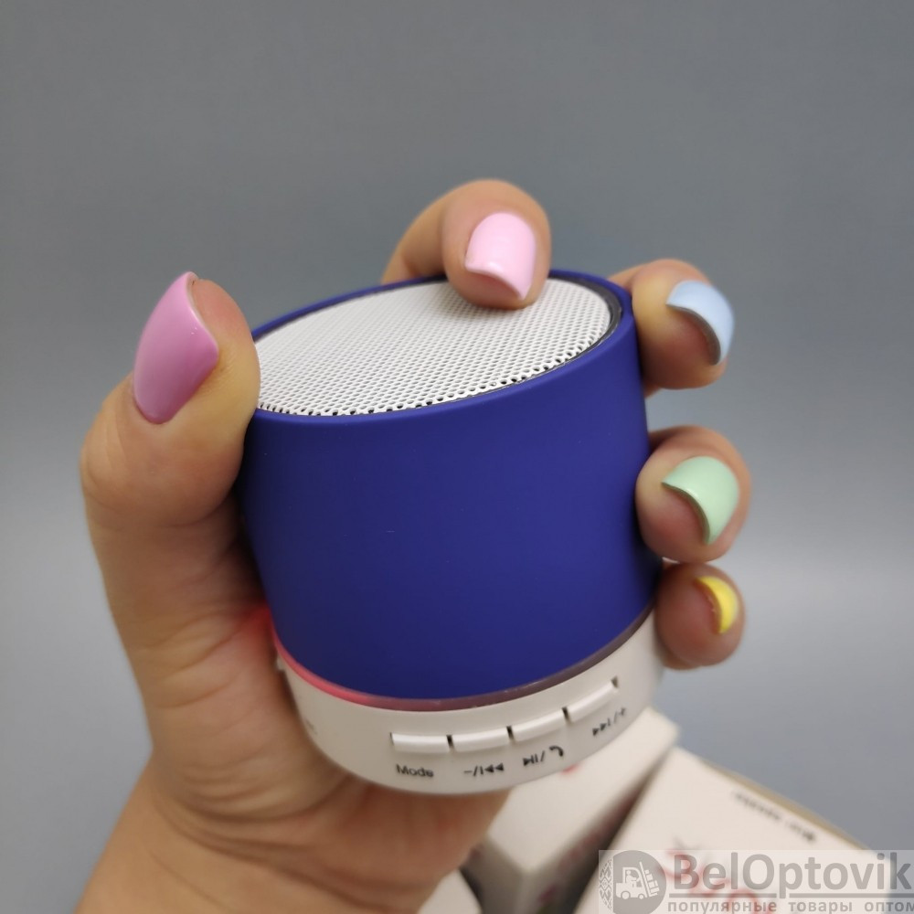 Портативная Bluetooth колонка со светодиодной подсветкой Mini speaker (TF-card, FM-radio) Синяя - фото 10 - id-p182116080