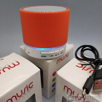 Портативная Bluetooth колонка со светодиодной подсветкой Mini speaker (TF-card, FM-radio)  Оранжевая, фото 1