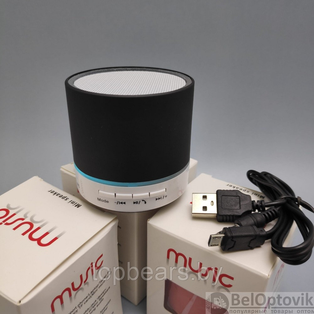 Портативная Bluetooth колонка со светодиодной подсветкой Mini speaker (TF-card, FM-radio) Черная - фото 4 - id-p183194944