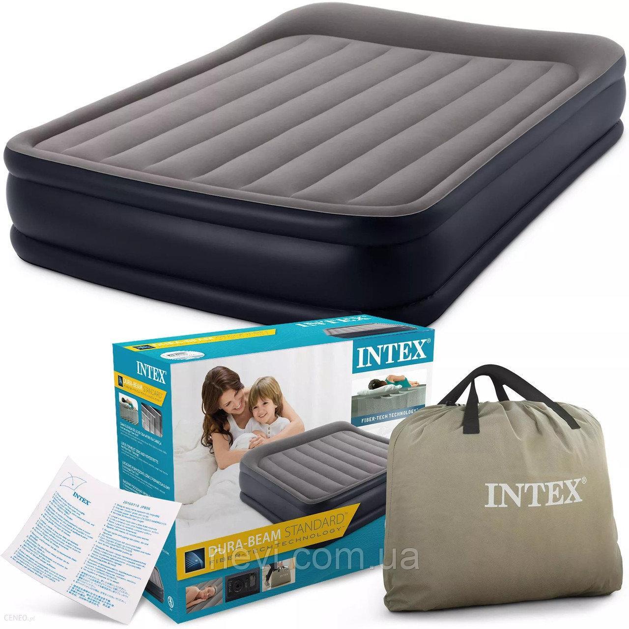 Надувная кровать Intex 152x203x42 Deluxe Pillow Rest Reised Bed, встроенный насос 220V