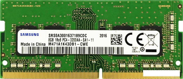 Оперативная память Samsung 8GB DDR4 SODIMM PC4-25600 M471A1K43DB1-CWE, фото 2