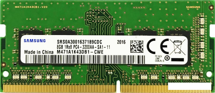 Оперативная память Samsung 8GB DDR4 SODIMM PC4-25600 M471A1K43DB1-CWE - фото 1 - id-p183462449