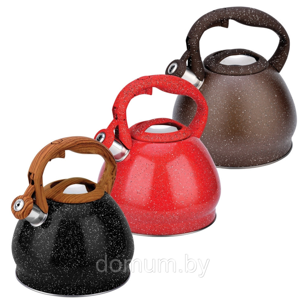 Чайник металлический 3л Rainstahl RS-7683-30 (черный, коричневый, красный) - фото 2 - id-p183484251