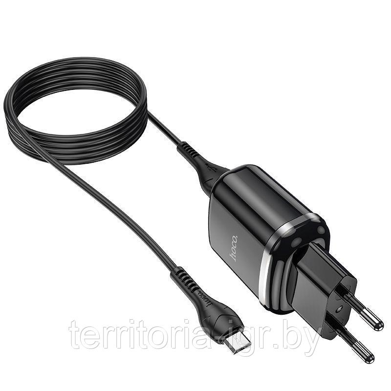 Сетевое зарядное устройство N4 2USB 5V 2.4A + кабель Micro USB черный Hoco - фото 4 - id-p183493671