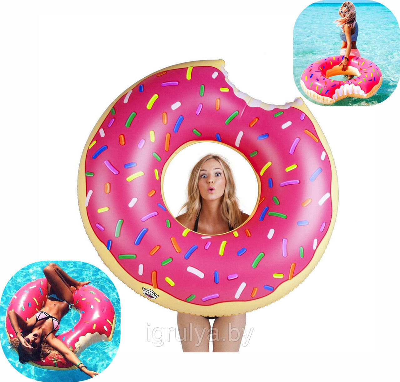 Надувной круг для плавания Пончик 100 см