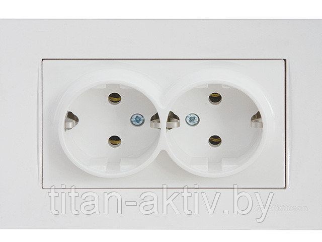 Розетка 2-ая (скрытая, с/з, керамика) белая, RITA, MUTLUSAN (16 A, 250 V, IP 20)