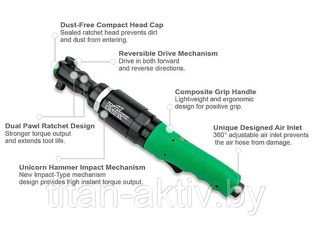 Пневмогайковерт-трещотка 1/2""163N/m SUPER DUTY TOPTUL