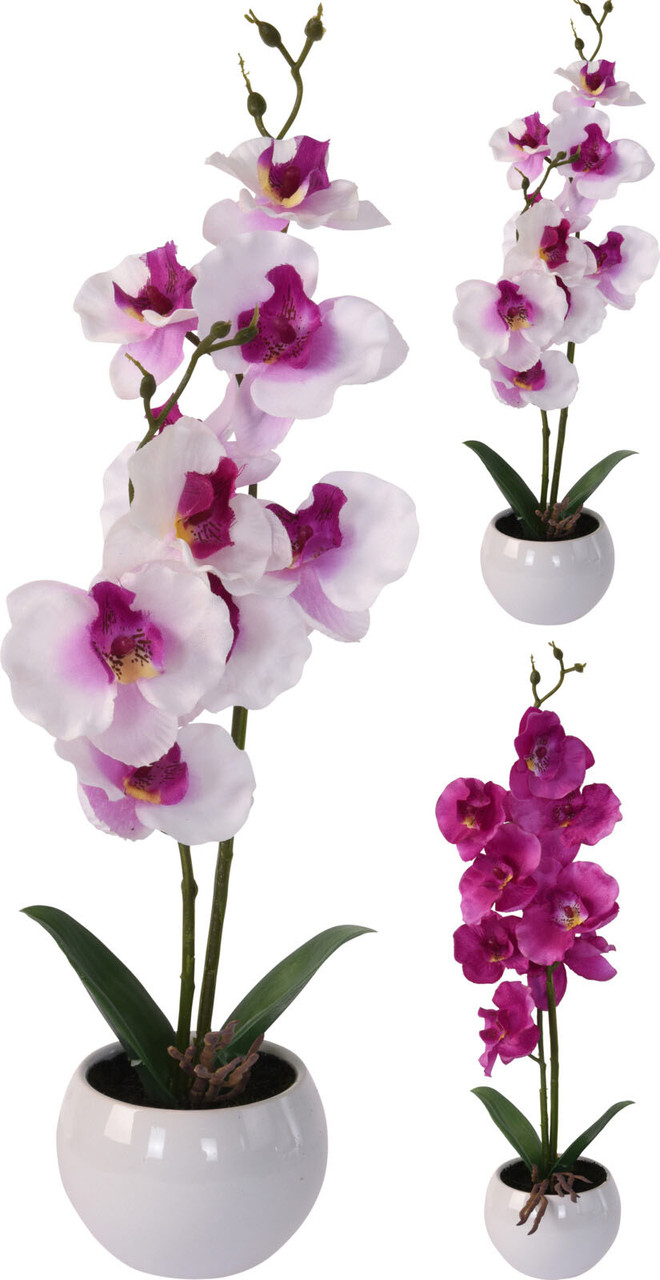 Орхидея искусственная в керамическом горшке, в ассортименте, арт. 317353840 - фото 1 - id-p183520010