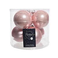 Набор шаров ёлочных 8см (6шт), розовый, стекло, 140172