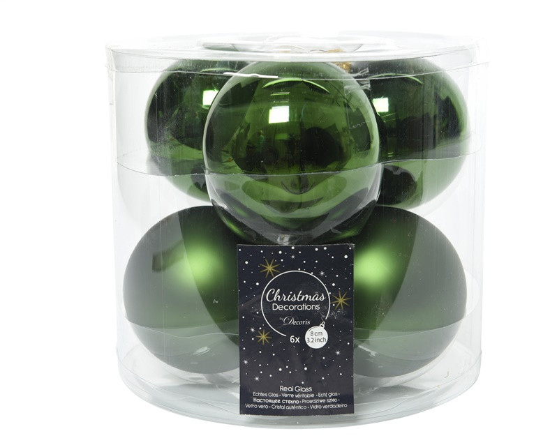 Набор шаров ёлочных 8см (6шт), зелёный, стекло, арт. 140402 - фото 1 - id-p183525874