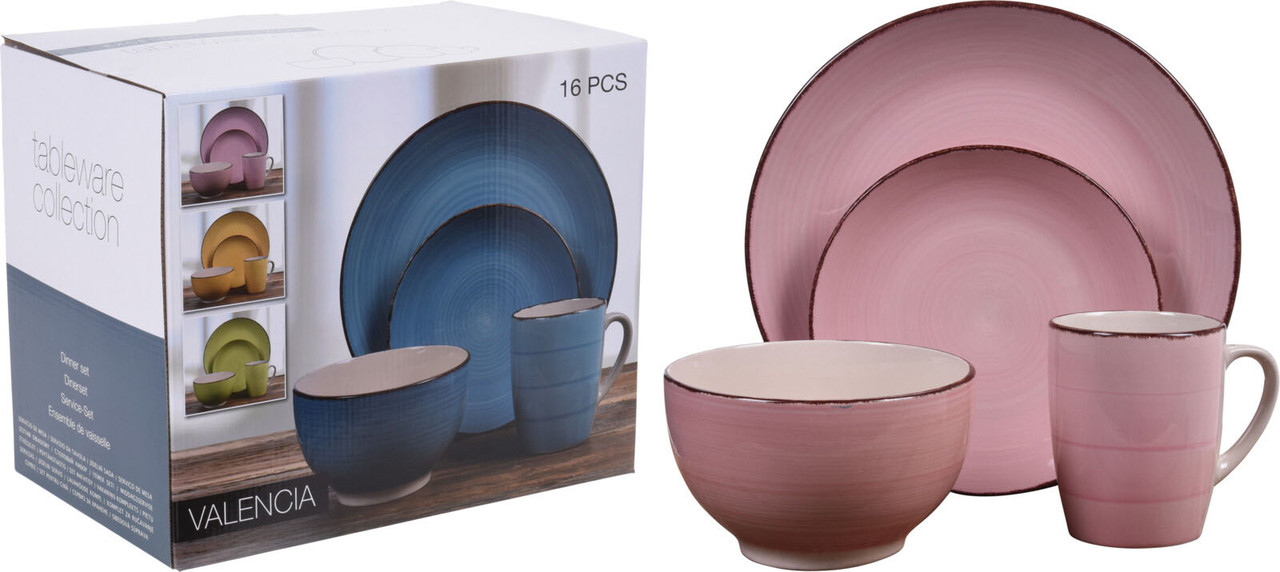 Набор посуды (16шт) розовый, керамика, арт. Q88000100 - фото 1 - id-p183526007