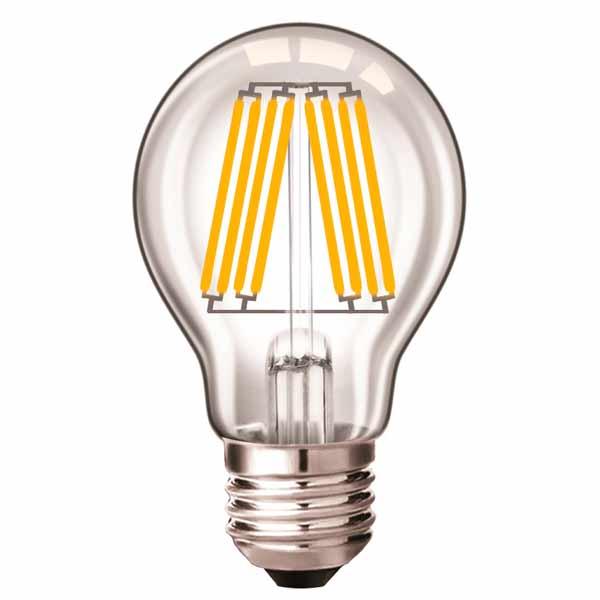 Лампа светодиодная филаментная Horizont А60 8 Вт Е27 3000 К - фото 1 - id-p183527499