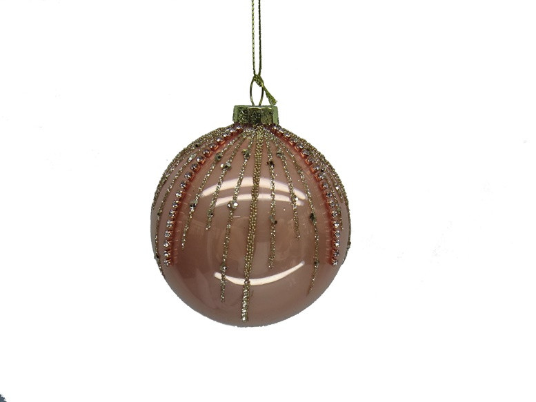Набор шаров новогодних 8см (3шт), стекло, бежевый, арт. EBS041150 - фото 1 - id-p183521623