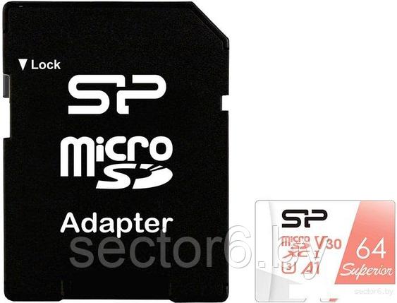 Карта памяти Silicon-Power Superior A1 microSDXC SP064GBSTXDV3V20SP 64GB (с адаптером), фото 2