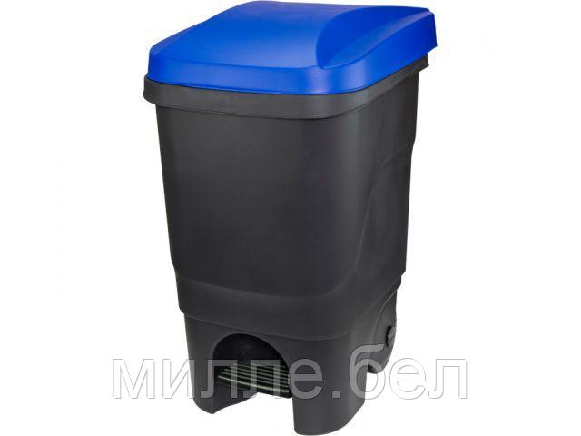 Контейнер для мусора 60л с педалью (синяя крышка) (IDEA) - фото 1 - id-p182702839