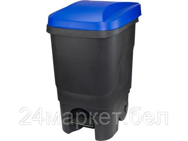 Контейнер для мусора 60л с педалью (синяя крышка) (IDEA) - фото 1 - id-p182705287
