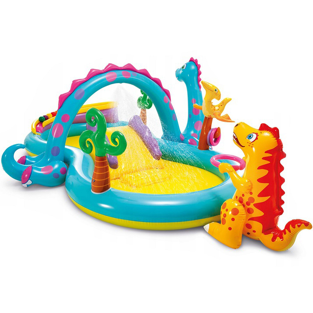 Детский надувной бассейн с горкой Intex Dinoland 302х229х112см, арт. 57135
