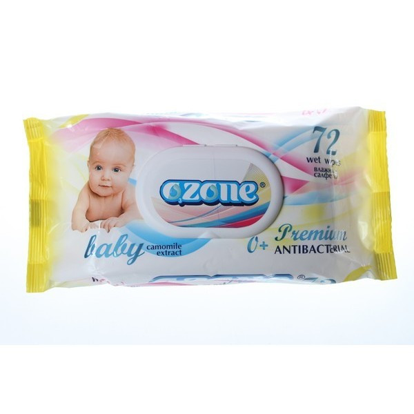 Салфетки влажные для детей с экстрактом ромашки OZONE , 72 шт/уп