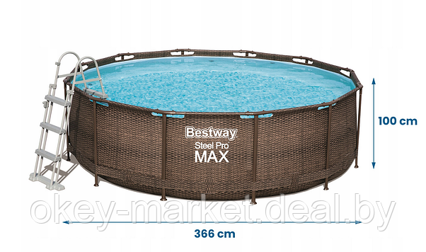 Каркасный бассейн Bestway Steel Pro MAX Ротанг 56709 (366x100), фото 2
