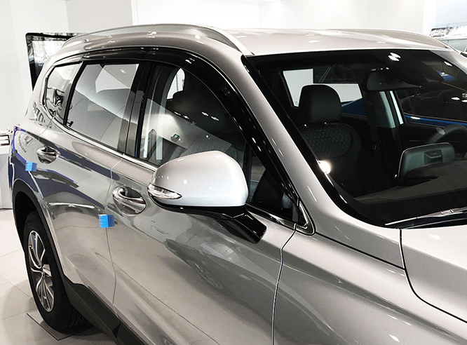 Дефлекторы боковых окон 6 шт. черные для Hyundai Santa Fe (2012-2018) - фото 1 - id-p183558917
