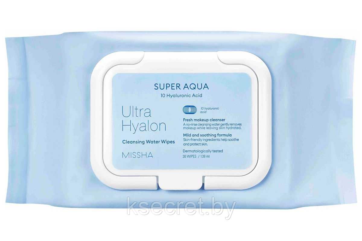 Очищающие салфетки для лица Missha Super Aqua Ultra Hyalron Cleansing Water Wipes - 30 шт - фото 1 - id-p183568404