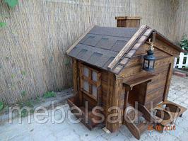 Будка для собаки деревянная "ШарикоFF №4  М" с террасой утепленная