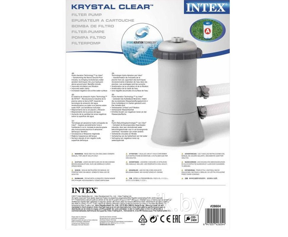 Фильтр-насос Intex Krystal Clear 28604 картриджный (тип A) для очистки и фильтрации (2006 л/ч) - фото 7 - id-p183598964