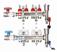 Коллектор регулируемый с расходомерами из нержавеющей стали 5-вых. x1"x3/4"