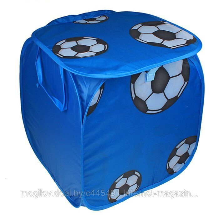 Корзина для игрушек 45х45х45 с ручками закрывается на липучку, синяя