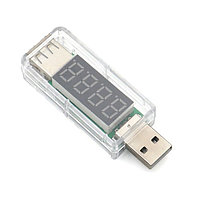 USB тестер напряжения и тока, 3-7V, 3,5A (прозрачный корпус)