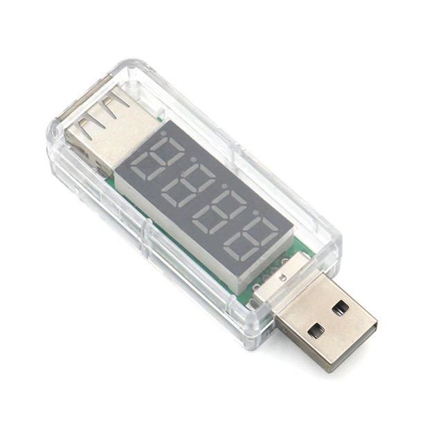 USB тестер напряжения и тока, 3-7V, 3,5A (прозрачный корпус) - фото 1 - id-p183630879