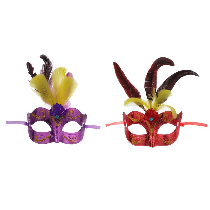 Карнавальная маска "Новинка" с перьями цвета МИКС - фото 2 - id-p183631303