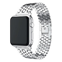 Ремешок-браслет для Apple Watch 42 и 44 мм металлический Nova Fish Scale серебристый