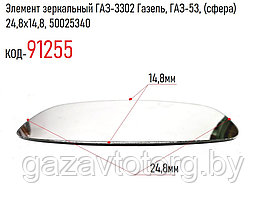 Элемент зеркальный ГАЗ-3302 Газель, ГАЗ-53, (сфера) 24,8х14,8, 50025340