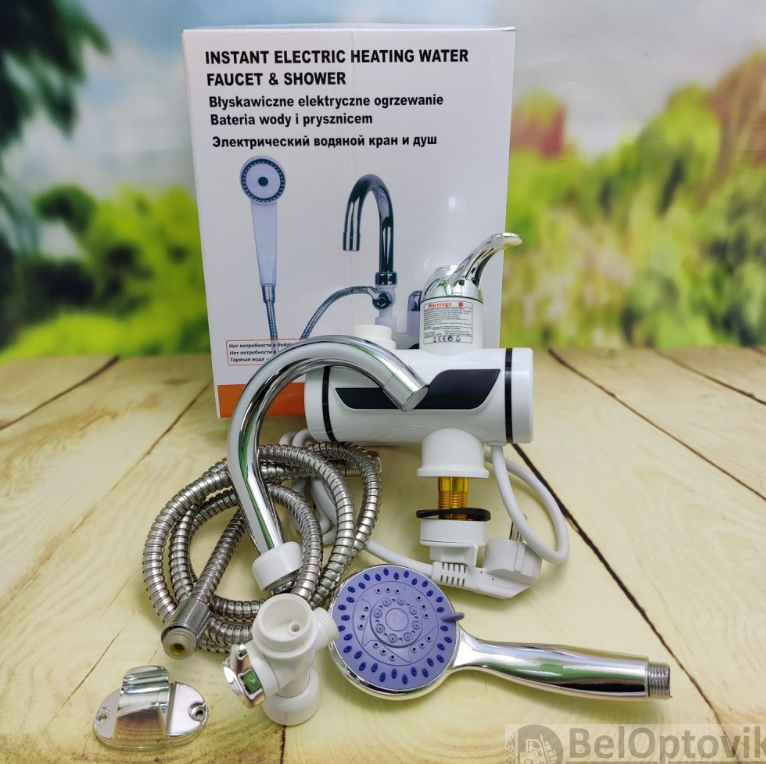 Электрический водяной душ с краном, Проточный водонагреватель-душ Instant Electric Heating Water Fau