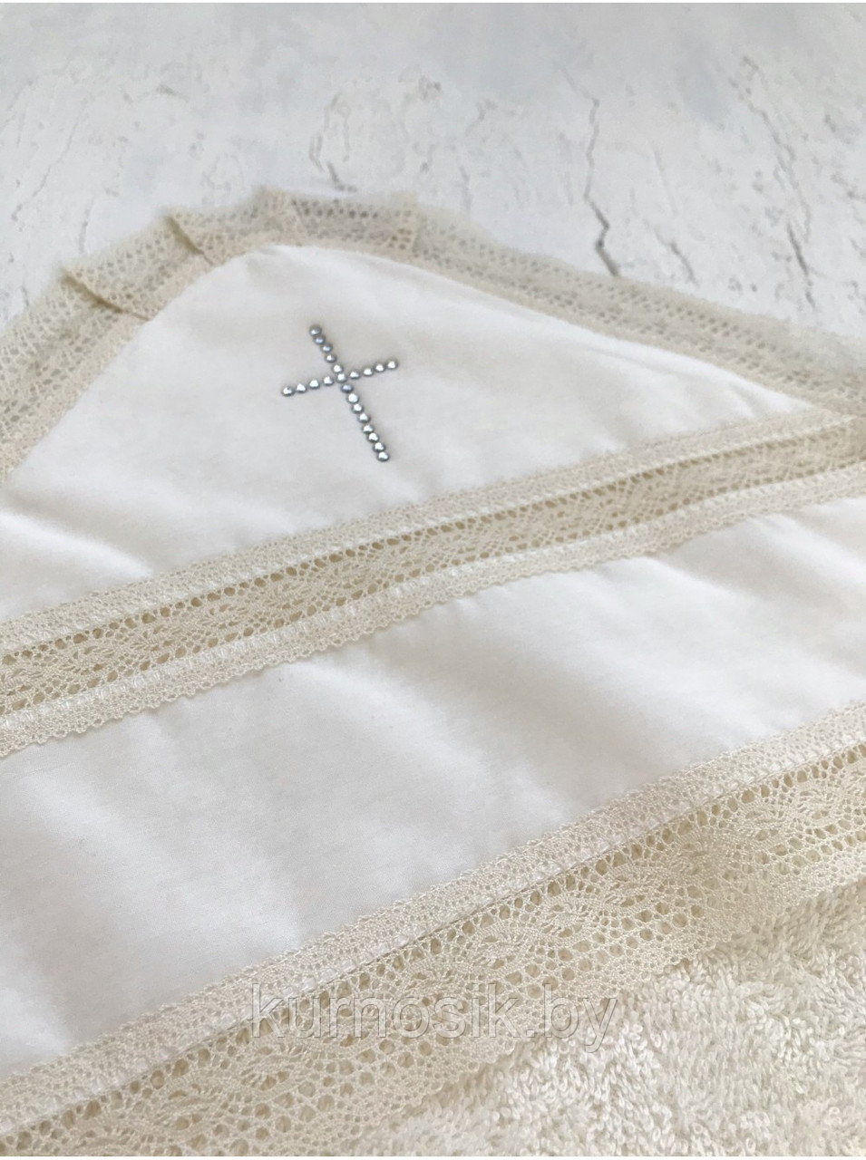 Полотенце крестильное махровое с вышивкой с уголком 90*90 см - фото 3 - id-p183672406